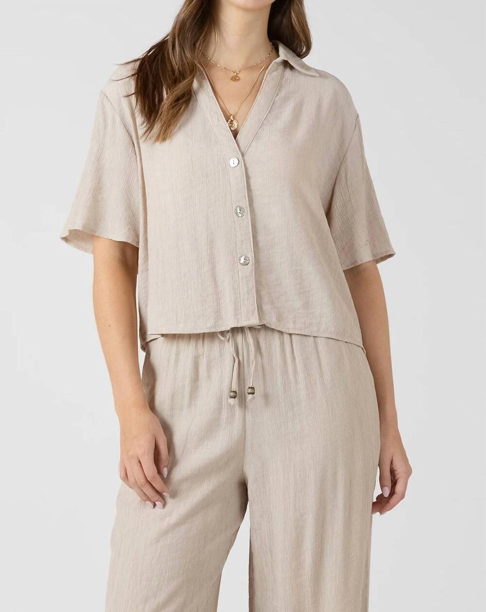 NEW DEX short sleeves blouse in light oyster